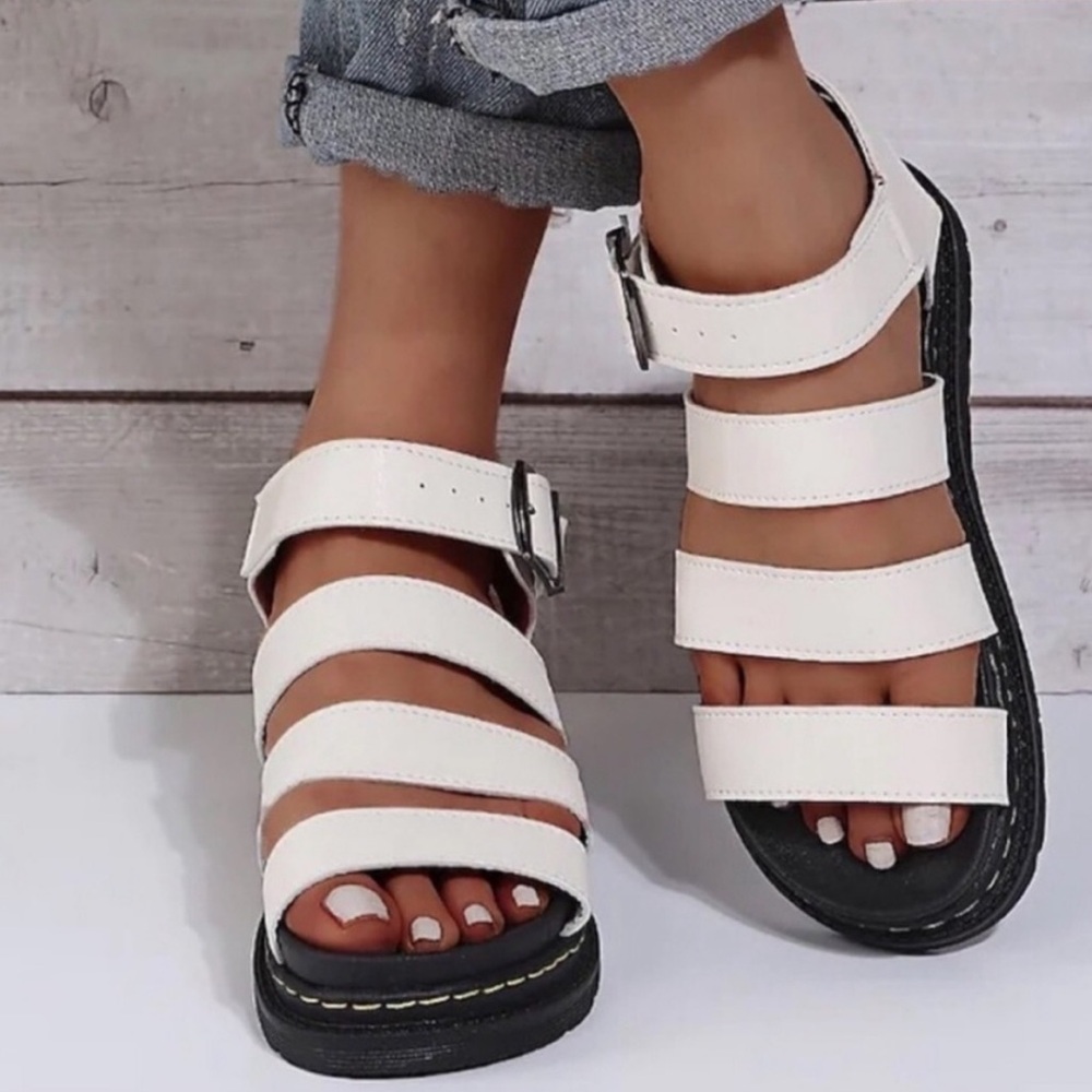 Sincerely Jules Daring White Chunky 90s Style Grunge Sandals Platform US 10